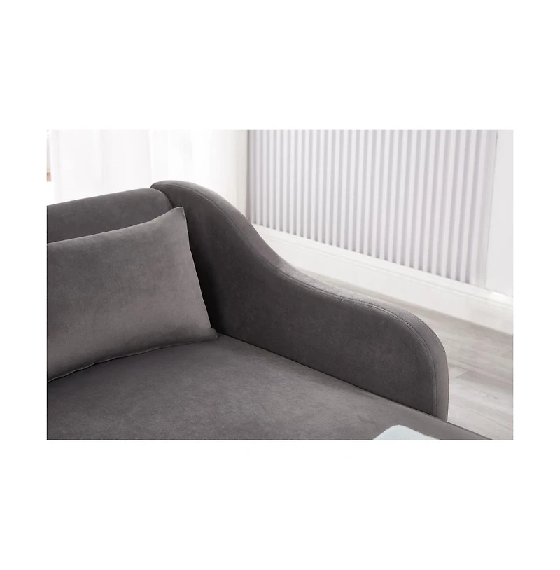 Rainsken Chaise Lounge Chair, Velvet Upholstery with Pillow Modern Indoor Chair