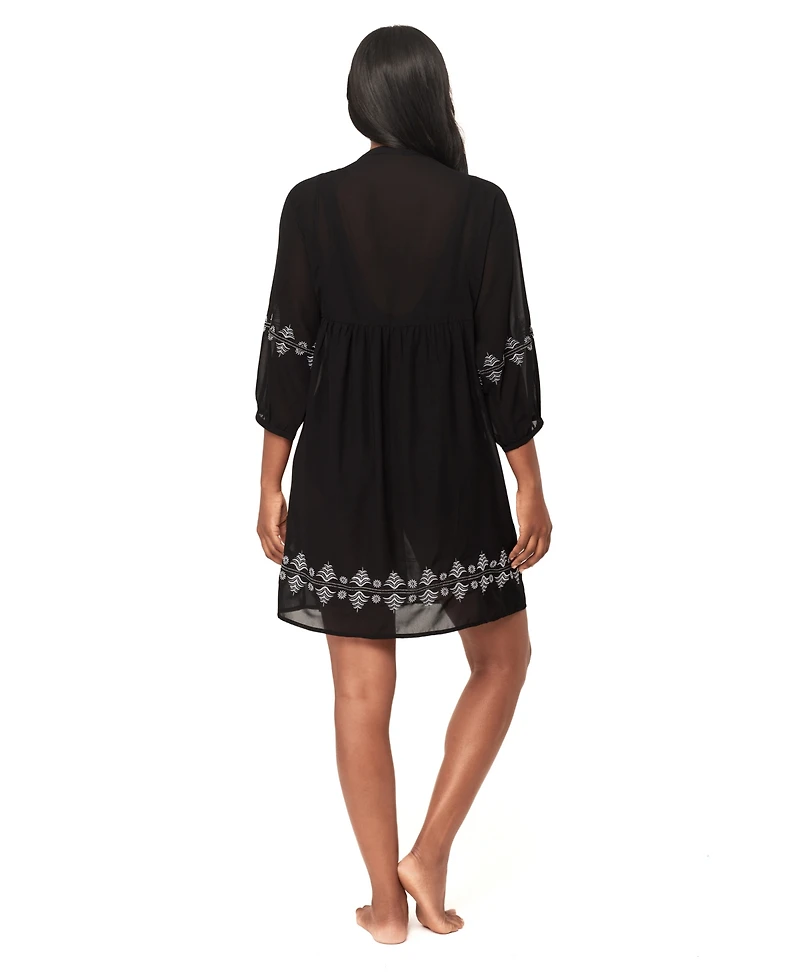 Miraclesuit Women's Elysium V-Neck Tiered Swim Cover-Up Dress