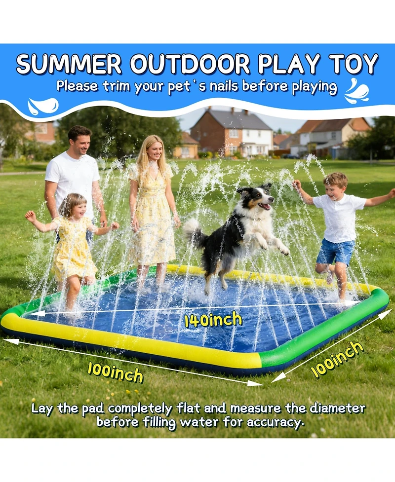 Aofar Splash Pad Sprinkler Mat Outdoor Summer Fun