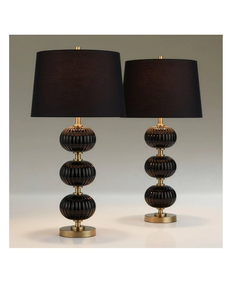 Possini Euro Design Possini Euro Grace 30" High Black Glass Table Lamp Set of 2