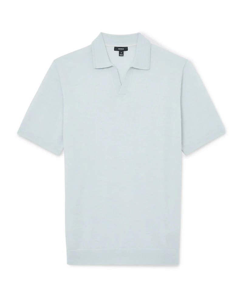 Reiss Men's Duchie Open Collar Merino Wool Polo Shirt