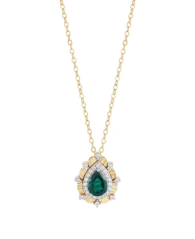 Macy's Lab-Grown Ruby (3/4 ct. t.w.) & Sapphire (1/4 Pendant Necklace 14k Gold-Plated Sterling Silver (Also Available Emerald Sapphi