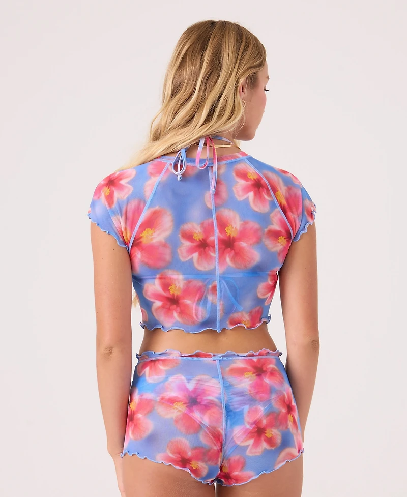 Roxy Women's Hibiscus Haze Mesh Crop Rashguard
