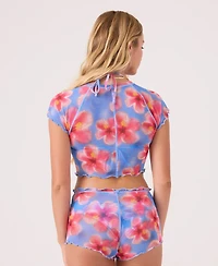 Roxy Women's Hibiscus Haze Mesh Crop Rashguard