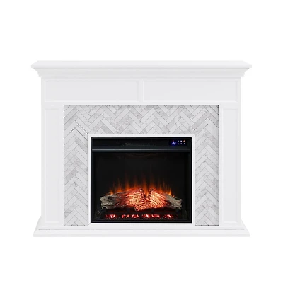 Augusta Home Torlington Marble Tiled Touch Screen Electric Fireplace