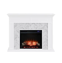 Augusta Home Torlington Marble Tiled Touch Screen Electric Fireplace