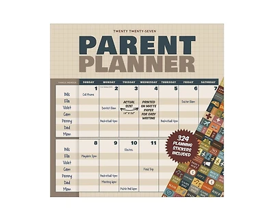 Tf Publishing Paper Goods 2027 Parent Planner Wall Calendar