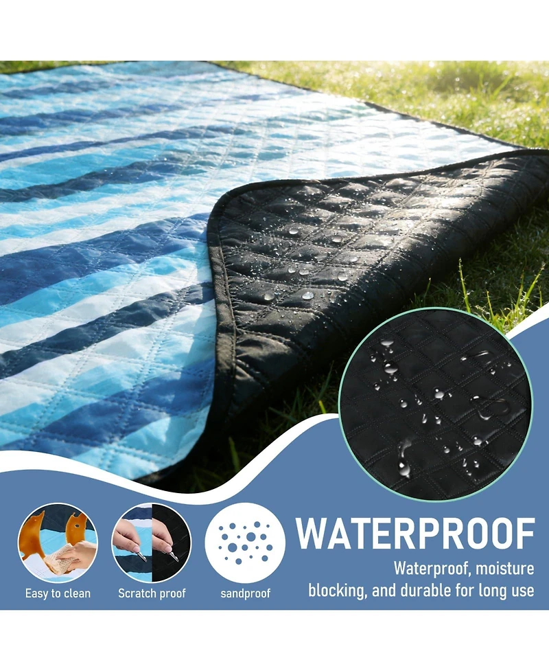 Aofar 80"x80" Beach Blanket Waterproof Sandproof Outdoor Picnic Mat