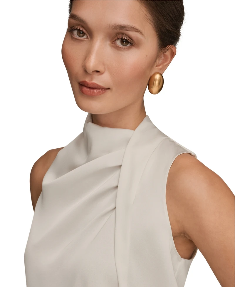 Donna Karan New York Women's Sleeveless Twist-Front Drape Blouse