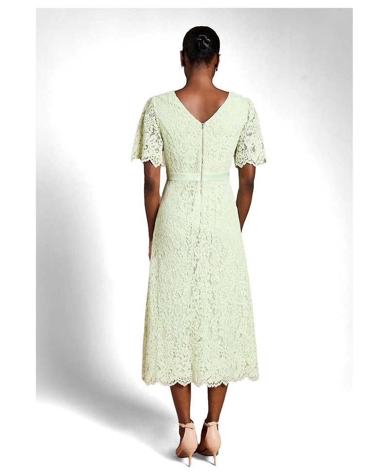 Coast Women's Scallop Hem V-Neck Lace Midi Dress