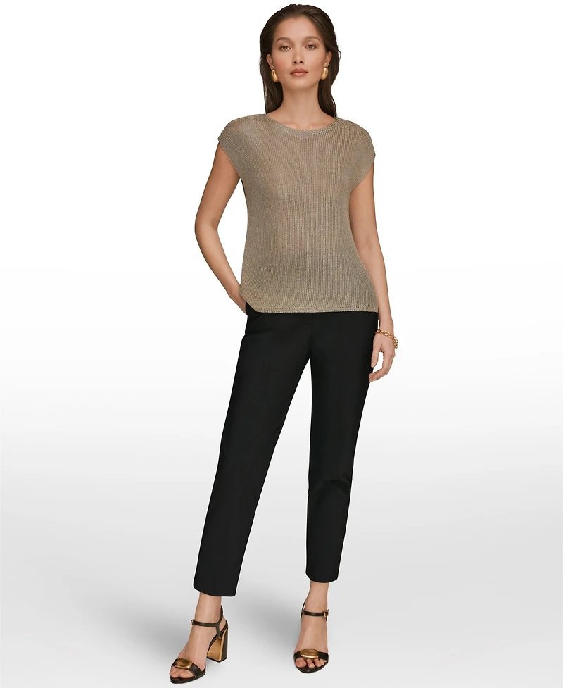 Donna Karan New York Women's Sleeveless Metallic Crewneck Sweater