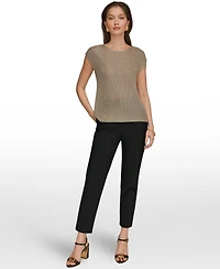 Donna Karan New York Women's Sleeveless Metallic Crewneck Sweater
