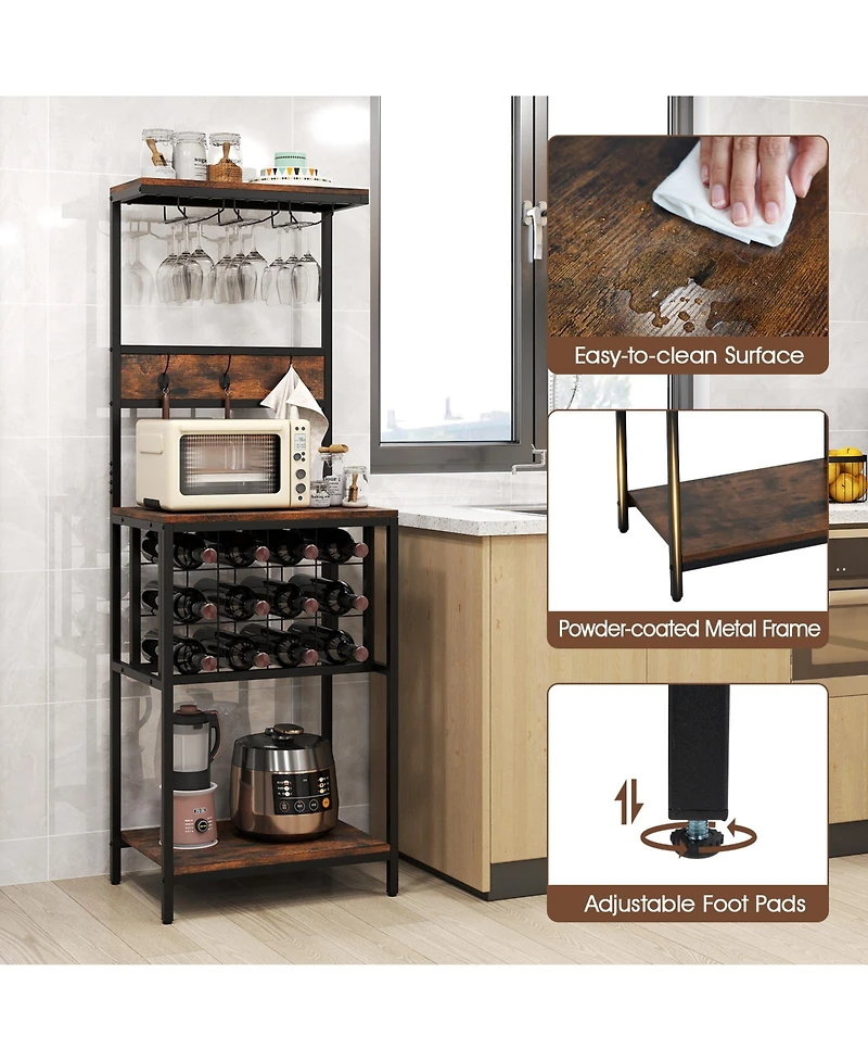 Slickblue Floor Standing Wine Bar Cabinet with Wine Rack and Glass Storage Racks