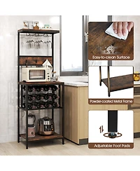 Slickblue Floor Standing Wine Bar Cabinet with Wine Rack and Glass Storage Racks