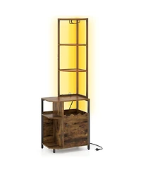 Slickblue 6-Tier Corner Bar Cabinet with Led Lights and Built-In Charging Station