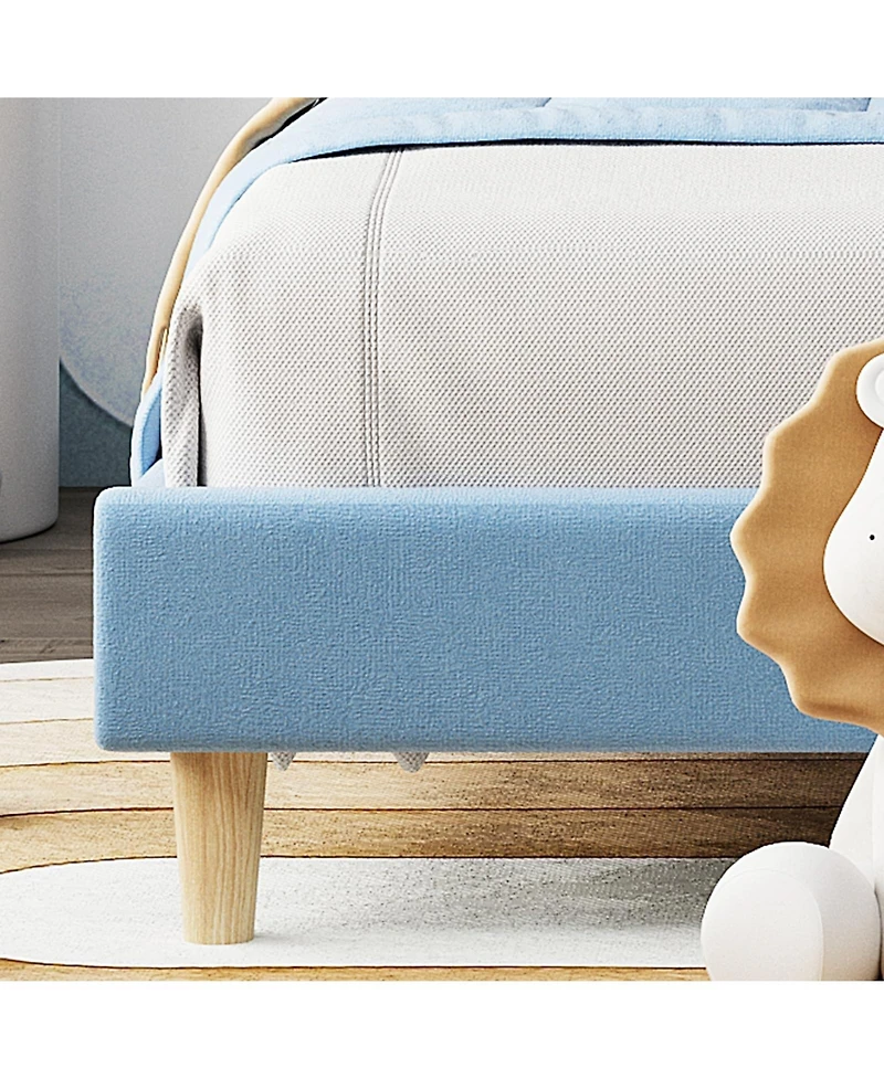 homfan Soft Upholstered Platform Bed Frame for Kids and Teens, Adjustable Headboard, Sturdy Wood Slat Metal Support