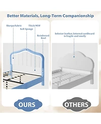 homfan Upholstered Platform Bed with Led Lights And Storage Drawer, Soft Headboard, Wooden Slats, No Box Spring Needed, Noise-Free