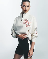 Dkny Sport Women's Campus Patch Quarter-Zip Sweatshirt