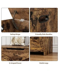 homfan Spacious Wooden Storage Chest – 30 Inch Lift-Top Entryway Shoe Organizer Bench with Safety Hinge Easy Assembly for Bedroom, Living Room