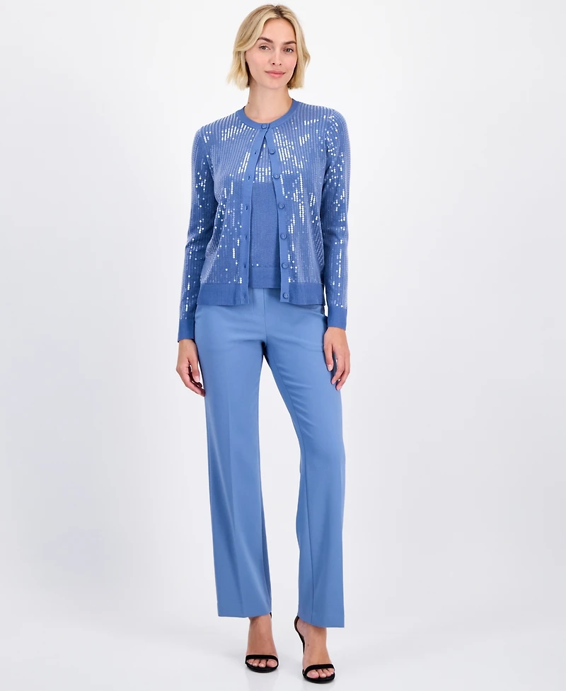 Anne Klein Women's Button-Front Sequin Cardigan