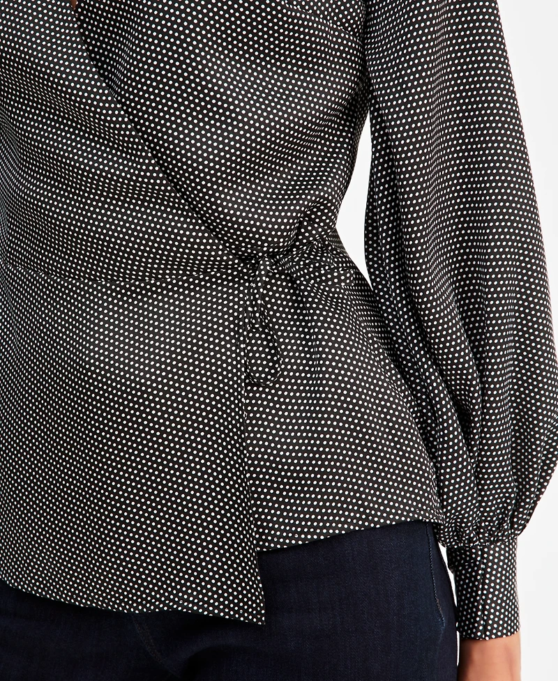 I.n.c. International Concepts Women's Long Sleeve Printed Wrap Top, Macy's Exclusive