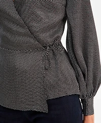 I.n.c. International Concepts Women's Long Sleeve Printed Wrap Top, Macy's Exclusive