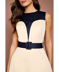 Coast Women's Colour Block Crepe Belted Midi Dress