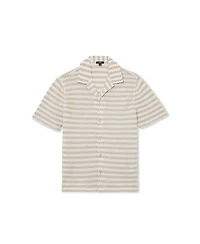 Reiss Men's Island Stripe Crochet Cuban Shirt