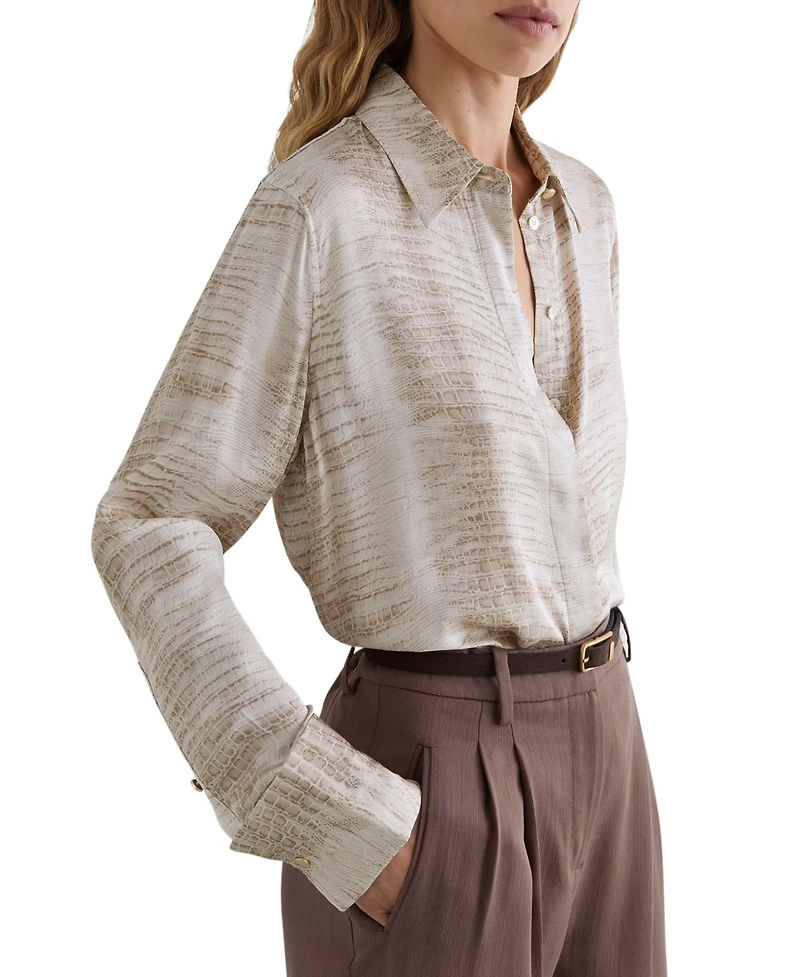 Reiss Women's Annie Snake Print Shirt