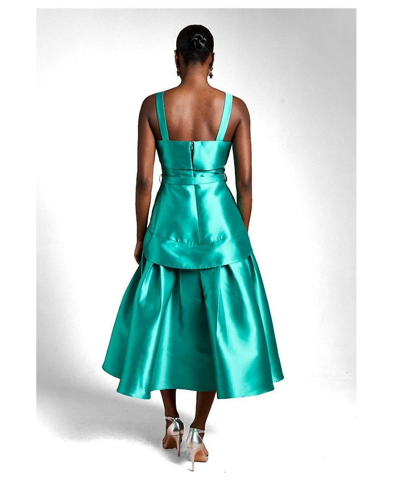 Coast Women's Button-Trim Belted Full Skirt Midi Dress