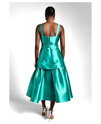 Coast Women's Button-Trim Belted Full Skirt Midi Dress