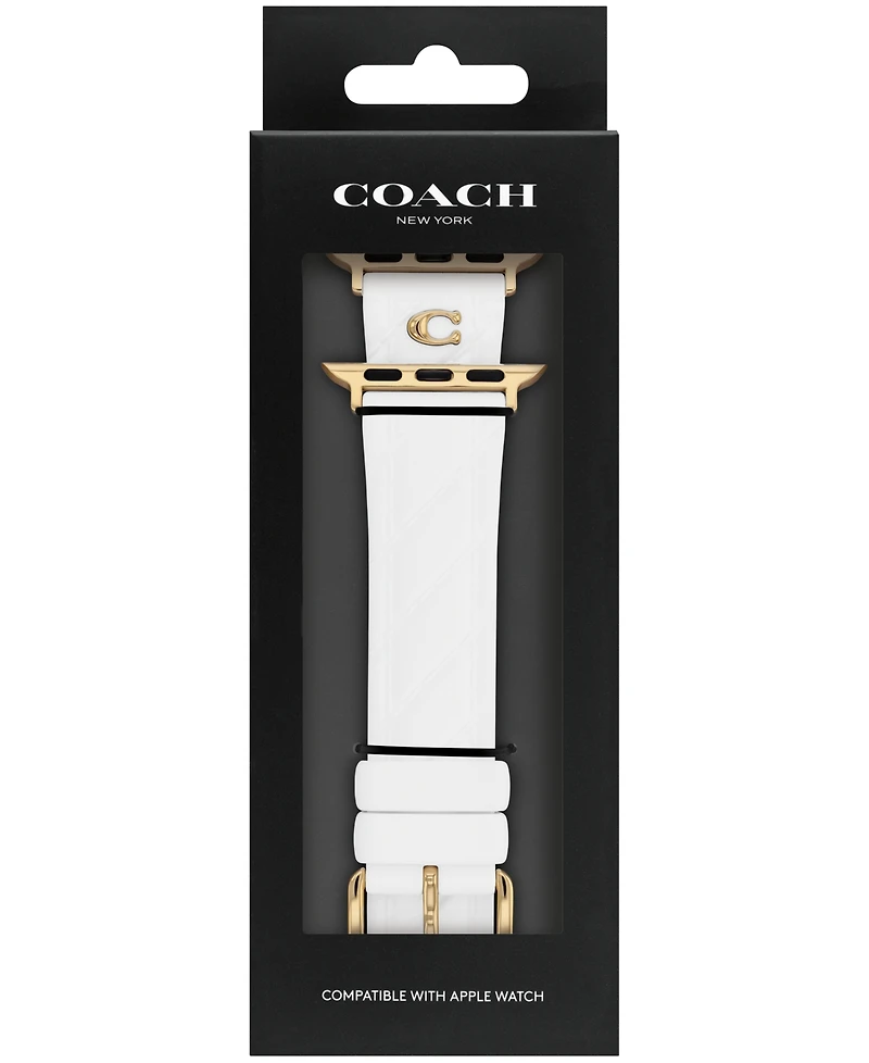 Coach Women's White Silicone Apple Watch Strap 38mm, 40mm, 41mm