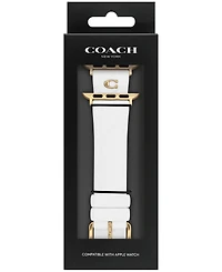 Coach Women's White Silicone Apple Watch Strap 38mm, 40mm, 41mm