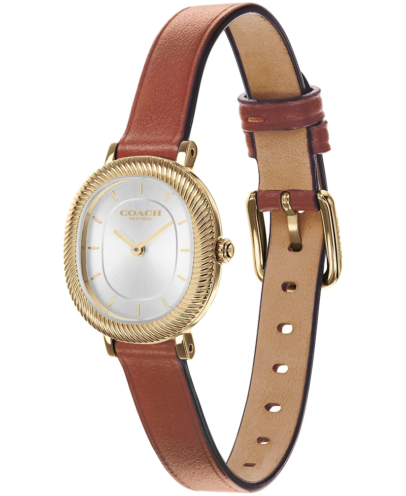 Coach Women's Harlow Saddle Leather Strap Watch 23.8mm