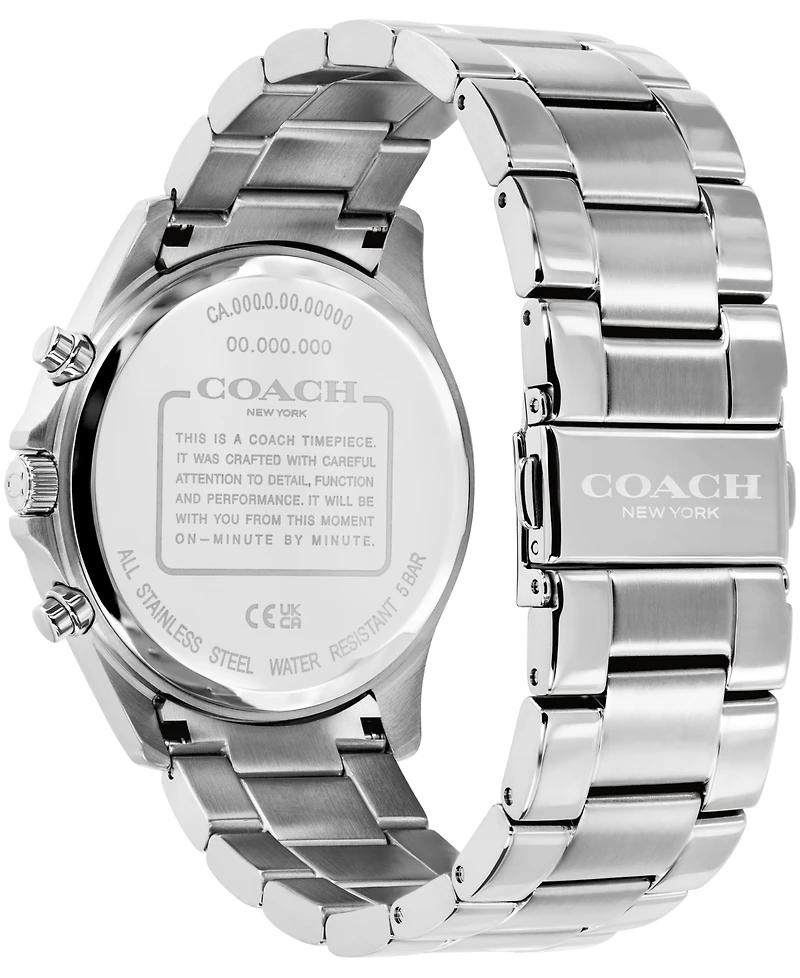 Coach Men's Oliver Silver-Tone Stainless Steel Bracelet Watch 41mm