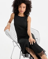 I.n.c. International Concepts Women's Lace-Trim Asymmetrical-Hem Sleeveless Midi Dress, Macy's Exclusive