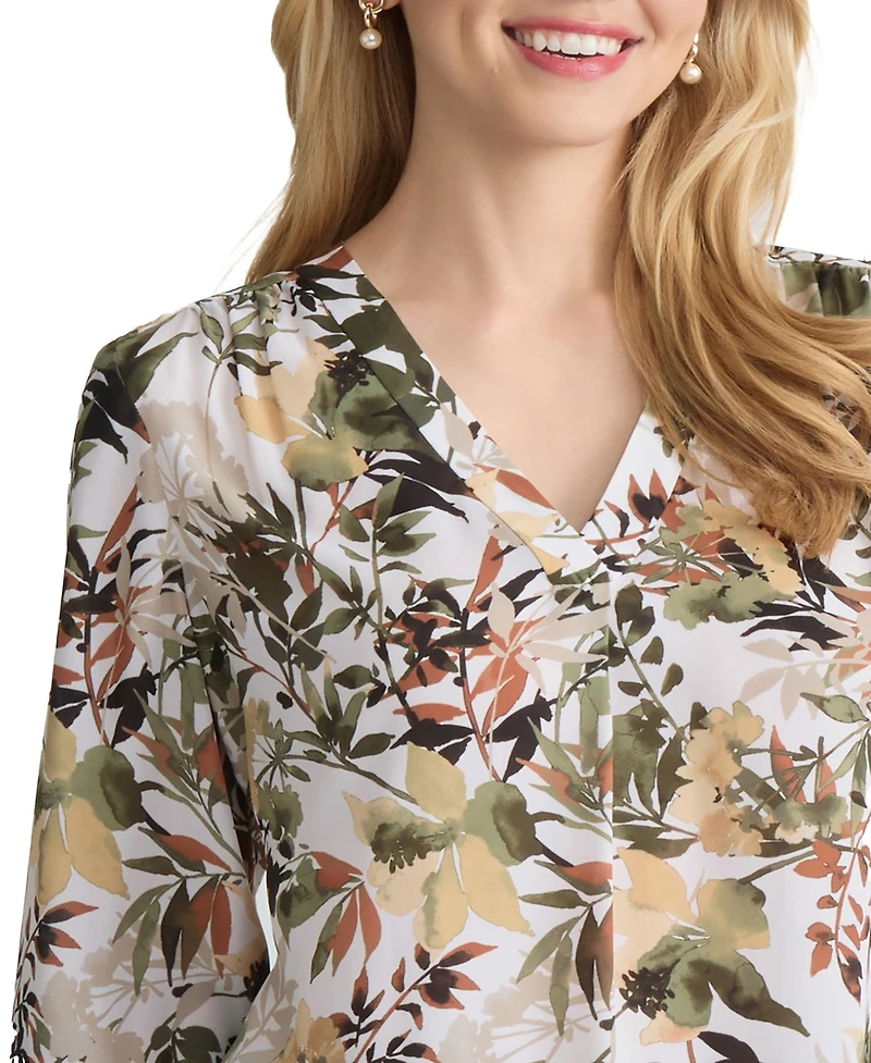 Jones New York Petite Floral Print Top