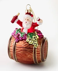 Holiday Lane Foodie & Spirits Santa with Wine Barrel Ornament, Macy's Exclusive