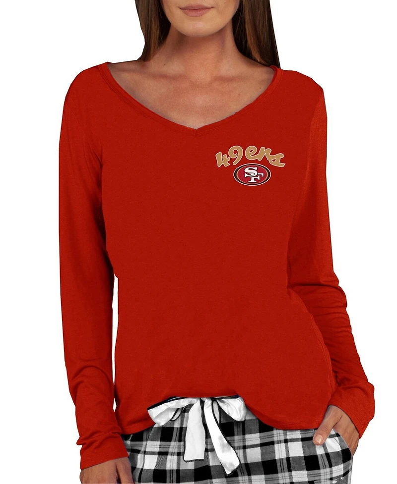 Concepts Sport Women's Scarlet San Francisco 49ers Marathon Knit Long Sleeve Lightweight V-Neck Lounge Top