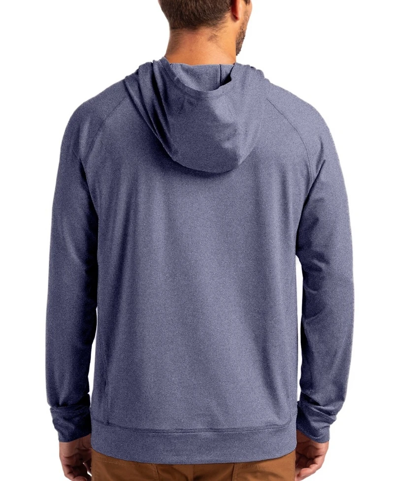 Cutter & Buck Men's Heather Navy Denver Broncos Adapt Knit Raglan Pullover Hoodie