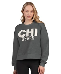 Starter Women's Heather Gray Chicago Bears Show Up Cropped Fleece Pullover Sweatshirt