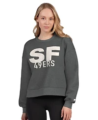 Starter Women's Heather Gray San Francisco 49ers Show Up Cropped Fleece Pullover Sweatshirt