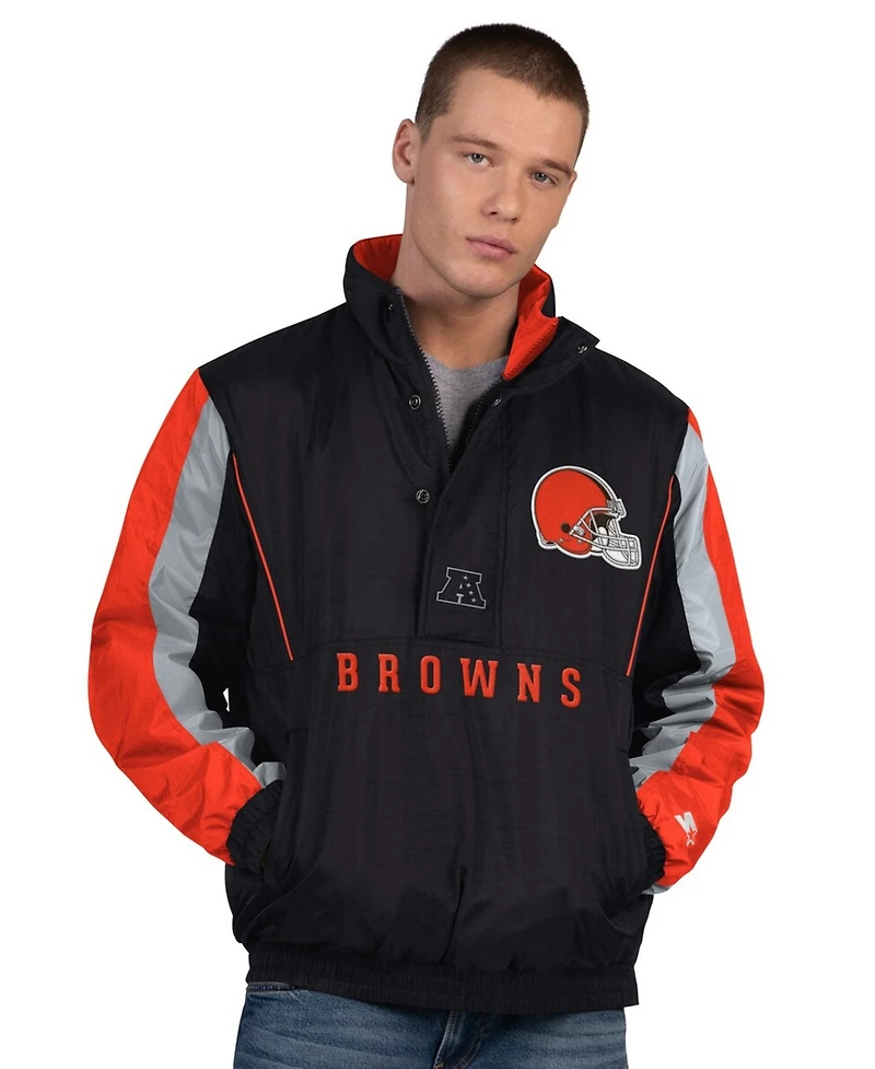 Starter Men's Black Cleveland Browns Thursday Night Gridiron Half-Zip Jacket