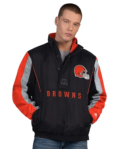 Starter Men's Black Cleveland Browns Thursday Night Gridiron Half-Zip Jacket