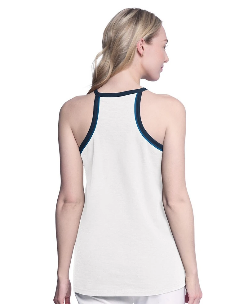G-iii 4Her by Carl Banks Women's White Minnesota Timberwolves Curveball Racerback Scoop Neck Slub Tank Top