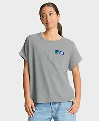 Fanatics Women's Heather Gray Seattle Seahawks Oversized Hometown Premium Henley Shirt