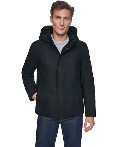 Cole Haan Men's Front-Zip Duffel Wool Jacket