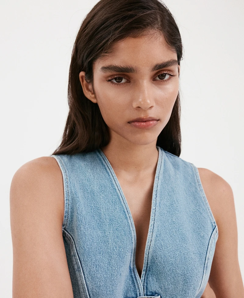Mango Women's Toggles Denim Top