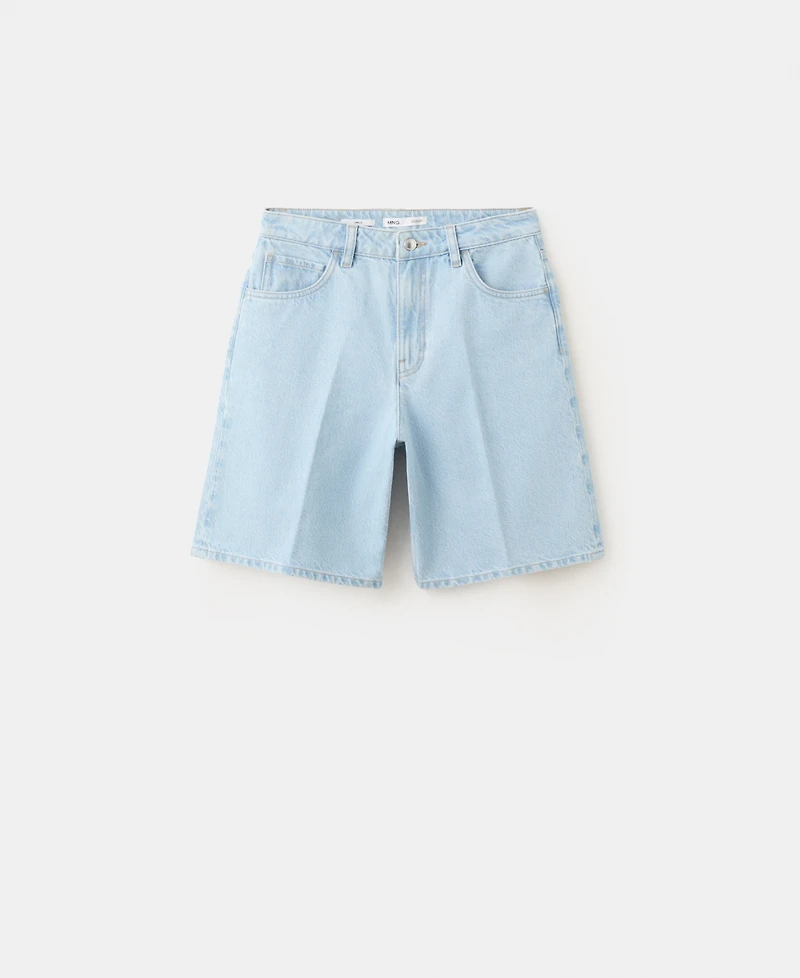 Mango Women's High-Waist Straight-Fit Denim Shorts