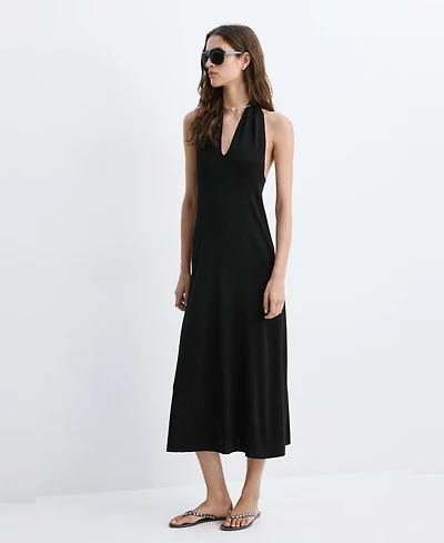Mango Women's Back Detail Halter Dress